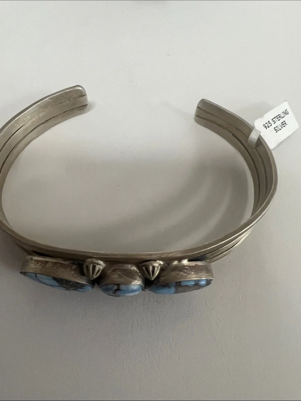 Sterling Silver Turquoise Triple Stone Cuff Bracelet - Golden Hills Turquoise